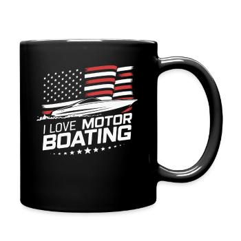 Boater I Love Motor Boating Funny American - Full Colour Mug - black - Right