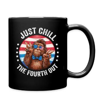 Just Chill The Fourth Out 4th Of July Bigoot - Full Colour Mug - black - Right