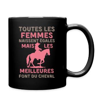 Femme cheval équitation - Mug uni - noir - Droite
