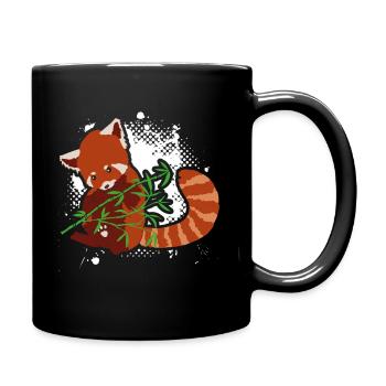 Red Panda Loves Bamboo - Full Colour Mug - black - Right