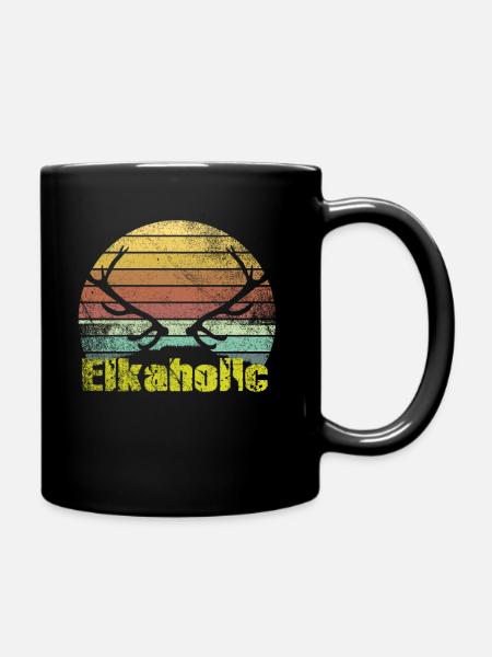 Elchjagd Elkaholische Jäger - Tasse einfarbig - Schwarz