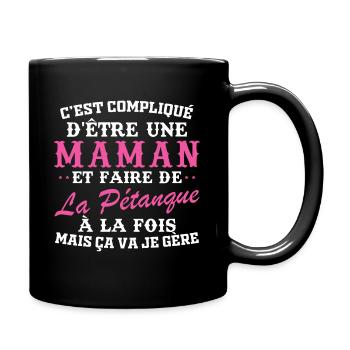 Maman et pétanque - Mug uni - noir - Droite