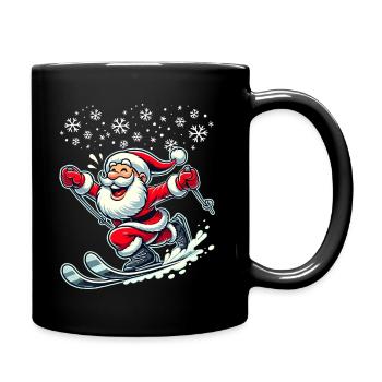 Christmas Santa Claus Skiing Winter Snow - Full Colour Mug - black - Right