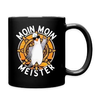 Moin Moin Meister Lustige Möwe - Tasse einfarbig - Schwarz - Rechts