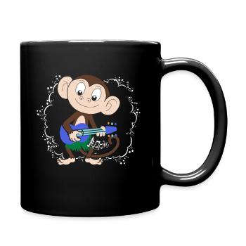 Sock Monkey Plays Ukulele Hula - Full Colour Mug - black - Right