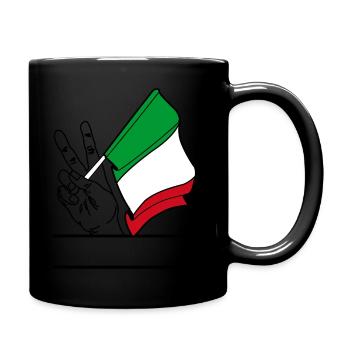 Flagge Italien transparent Peace-Zeichen Textraum - Tasse einfarbig - Schwarz - Rechts