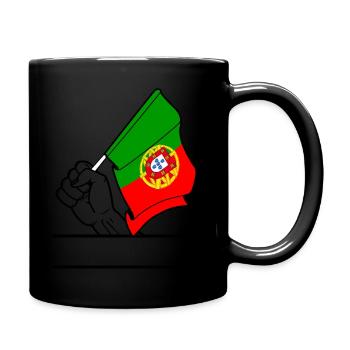 Flag Portugal transparent fist text space - Full Colour Mug - black - Right