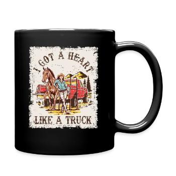 Ich habe ein Herz wie ein Truck - Tasse einfarbig - Schwarz - Rechts