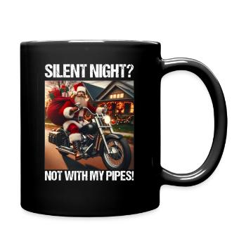 Silent night? Not with my pipe! Santa biker - Full Colour Mug - black - Right
