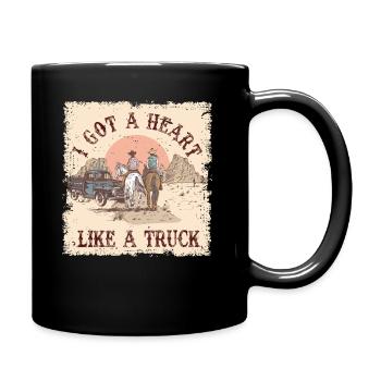 Ich habe ein Herz wie ein Truck - Tasse einfarbig - Schwarz - Rechts