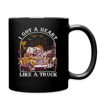 Ich habe ein Herz wie ein Truck - Tasse einfarbig - Schwarz - Rechts