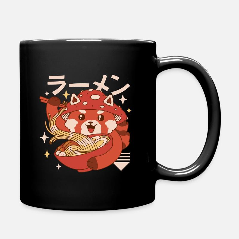 Kawaii Red Panda Ramen - Full Colour Mug - black