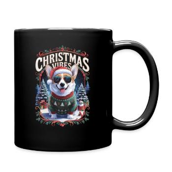 Corgi Christmas Vibes - Full Colour Mug - black - Right