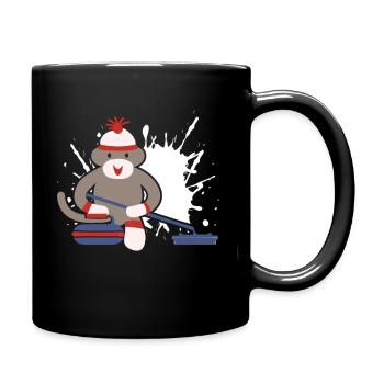 Sock Monkey Curling - Full Colour Mug - black - Right