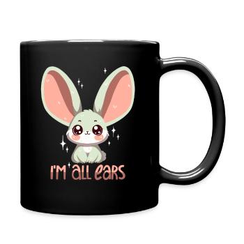 Hase: Ich bin ganz Ohr! - Tasse einfarbig - Schwarz - Rechts