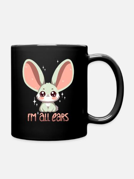 Hase: Ich bin ganz Ohr! - Tasse einfarbig - Schwarz