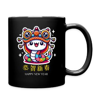 Kawaii Snake Design - Cute Chinese New Year - Full Colour Mug - black - Right