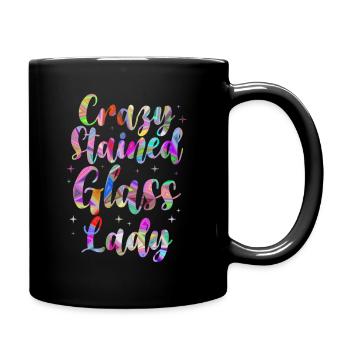 Crazy Stained Glass Lady Glass Painting Mosaic - Tasse einfarbig - Schwarz - Rechts