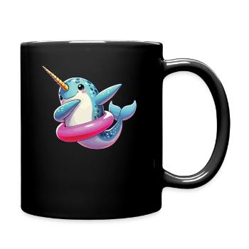 Narwhal, Whale, Sea Creature, Unicorn, Ocean - Full Colour Mug - black - Right
