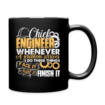 Chief Engineer Solves Problem - Full Colour Mug - black - Right