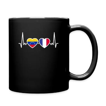 Venezuela Frankreich Herzschlag Flagge Franzose - Tasse einfarbig - Schwarz - Rechts
