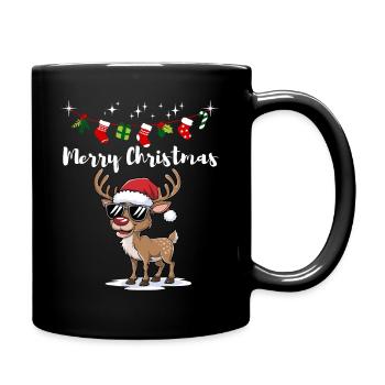 Renne de Noël Noël chapeau étoiles drôle - Mug uni - noir - Droite