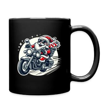 Cool Santa Claus on Motorcycle Men Funny - Full Colour Mug - black - Right