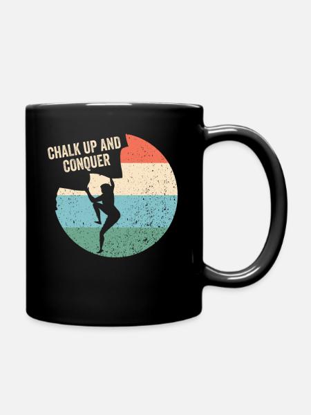 Chalking up and conquering boulderers - Full Colour Mug - black