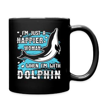 Dolphin Happy With Dolphin - Full Colour Mug - black - Right