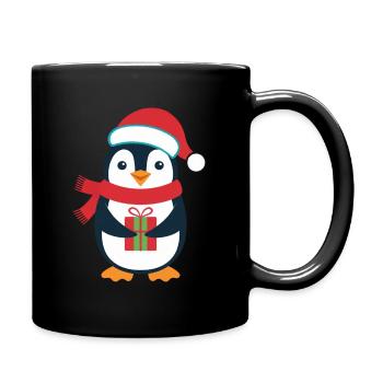 Pinguin Weihnachten Weihnachtsmann süße Pinguin Liebe - Tasse einfarbig - Schwarz - Rechts