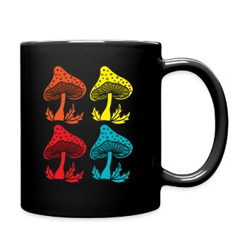 Bunte Pilzsammler Pop Art Pilzliebe - Tasse einfarbig - Schwarz - Rechts