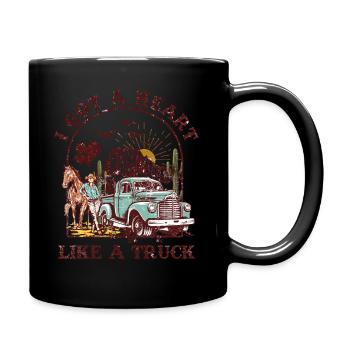 I Got A Heart Like A Truck - Full Colour Mug - black - Right