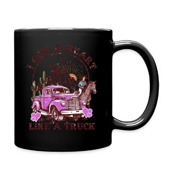 Ich habe ein Herz wie ein Truck - Tasse einfarbig - Schwarz - Rechts