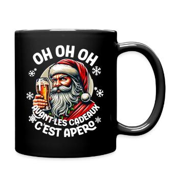 Before the gifts, it's aperitif Christmas man Santa Claus - Full Colour Mug - black - Right