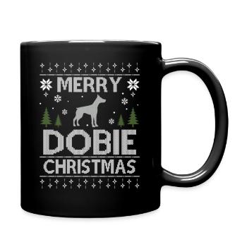 Merry Dobie Christmas Dogs Ugly Christmas Dogs - Full Colour Mug - black - Right