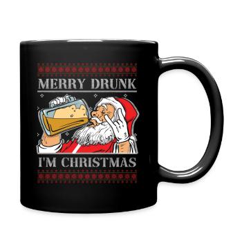 Betrunkener Weihnachtsmann Bier Liebhaber Dezember Muster - Tasse einfarbig - Schwarz - Rechts