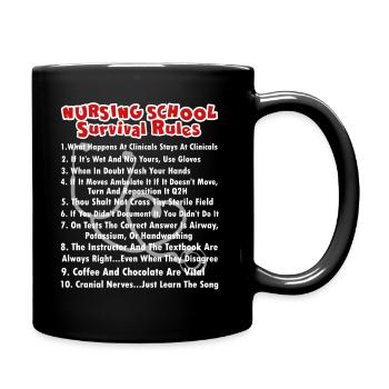 Nursing School Survival Rules - Full Colour Mug - black - Right