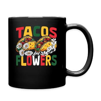 Nachos Mexiko Mexikanisches Gericht Tacos Blumen - Tasse einfarbig - Schwarz - Rechts