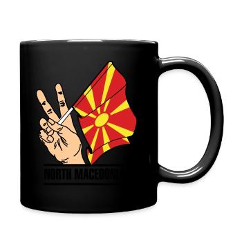 Flagge Nordmazedonien Friedenszeichen Text - Tasse einfarbig - Schwarz - Rechts