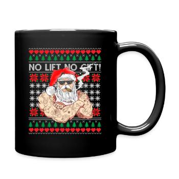 Bad Santa Claus Ugly Christmas Sweater No Lift No Gift - Full Colour Mug - black - Right