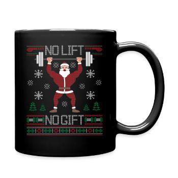 Bad Santa Claus Ugly Christmas Sweater No Lift No Gift - Full Colour Mug - black - Right