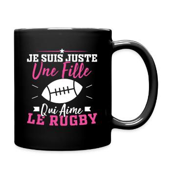 I'm just a girl who loves rugby - Full Colour Mug - black - Right