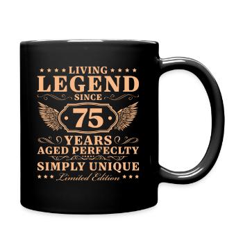 75 Jahre Vintage Einzigartig 75. Geburtstag - Tasse einfarbig - Schwarz - Rechts