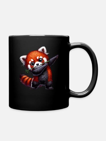 Roter Panda, Red Panda, Pandabär, Dabbing - Tasse einfarbig - Schwarz