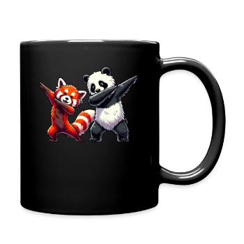 Roter Panda, Red Panda, Pandabär, Dabbing - Tasse einfarbig - Schwarz - Rechts