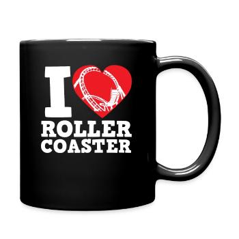 Ich Liebe Achterbahnen Abenteuer - Tasse einfarbig - Schwarz - Rechts
