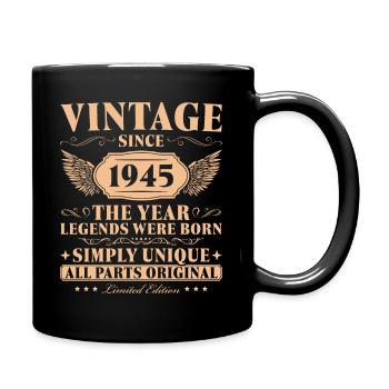80 Jahre 1945 Jahrgang geboren Geburtstag - Tasse einfarbig - Schwarz - Rechts