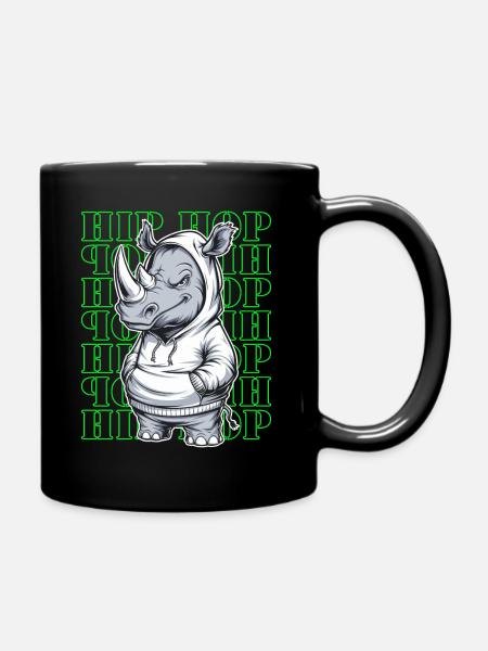 Rhino Rhino Hip Hop Animal Lover - Full Colour Mug - black
