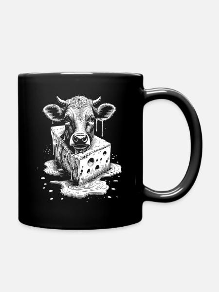 Chemise à raclette culinaire avec motif original vache - Mug uni - noir