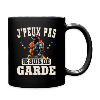 J'Peux Pas Je Suis de Garde | Le Cadeau Pompier - Mug uni - noir - Droite